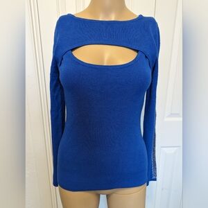Ember women's Long Sleeve  Knit Cut Out Top size M.